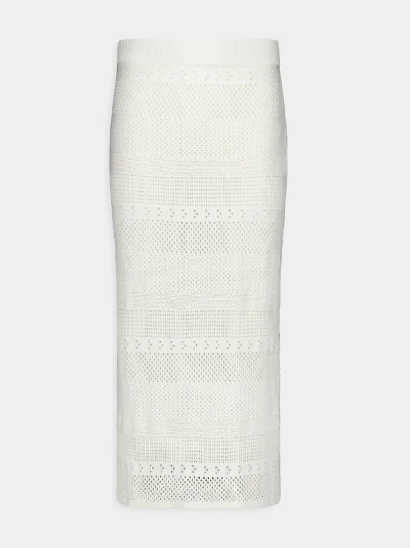 Crochet-Knit Pencil Skirt in White