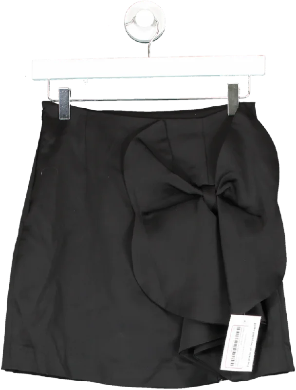 SHEIN Black Motf Premium Large Bow Mini Skirt UK XS