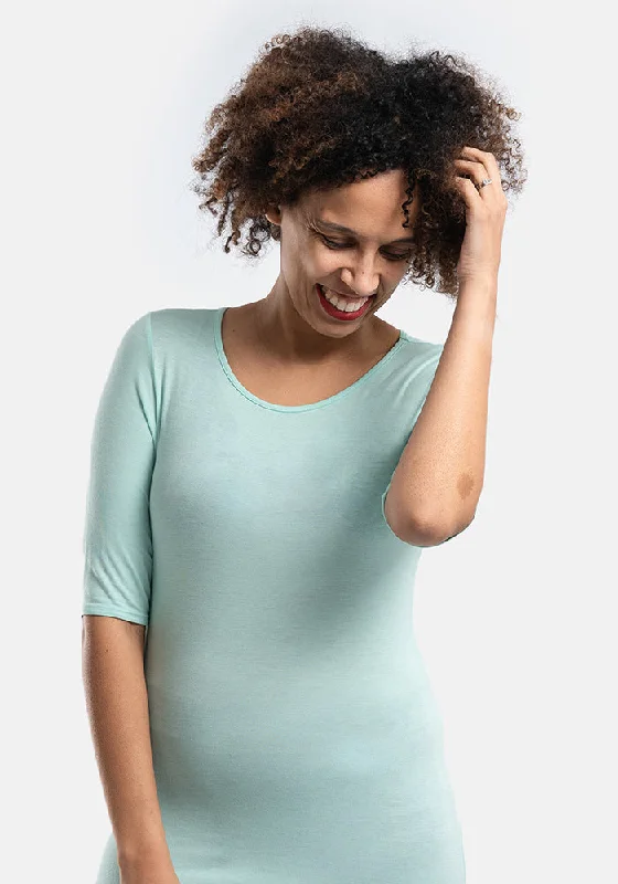 Mint 1/2 Sleeve Round Neck Top