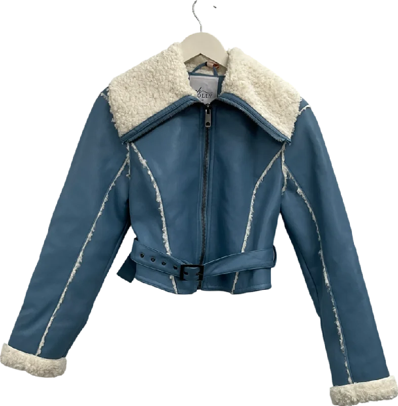 Oh Polly Blue Dora Jacket With Sherling Collar And Trim UK M