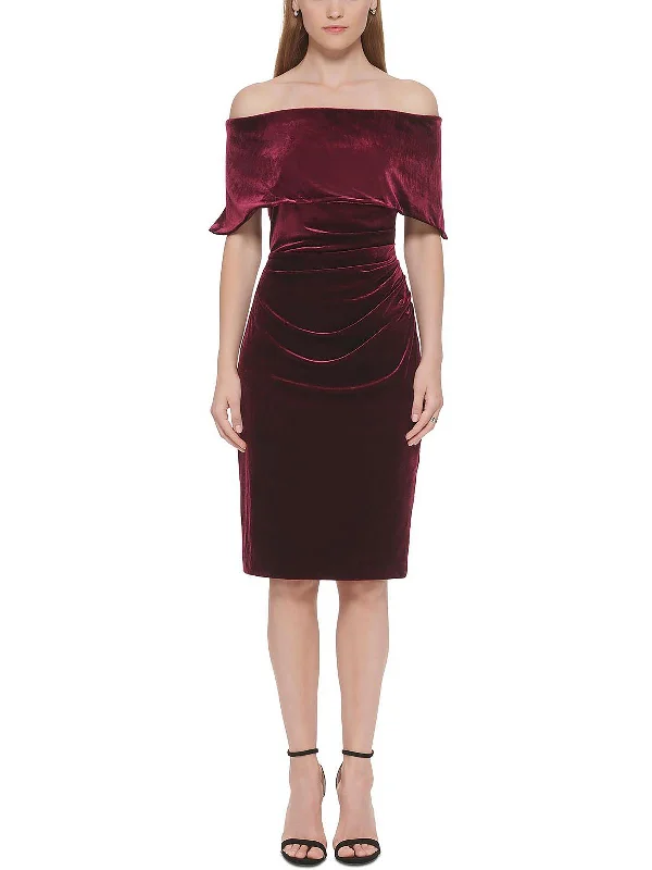 Womens Velvet Mini Cocktail and Party Dress