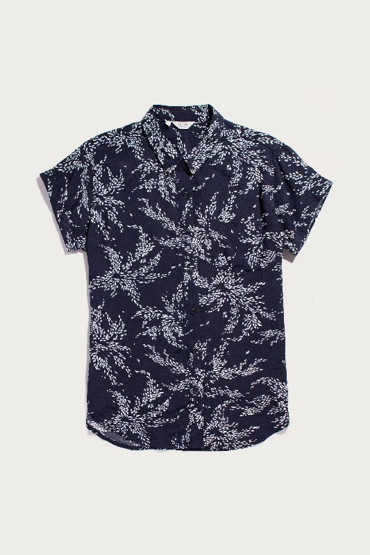 Bea Shirt / Navy Leaf Print