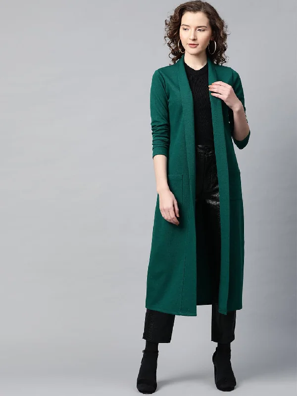 Emerald Rib Front Open Longline Shrug