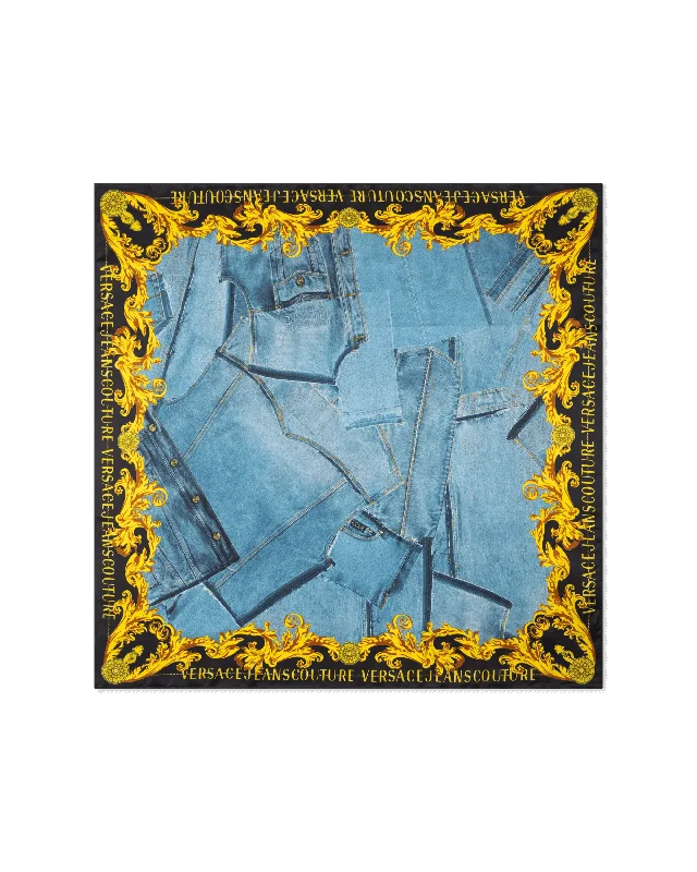 Denim Patchwork Silk Foulard