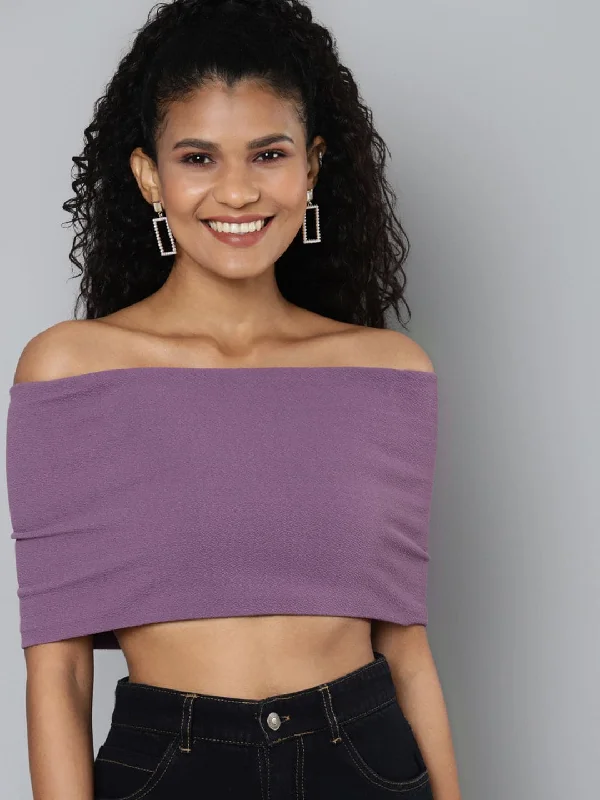 Lavender Bardot Layer Crop Top