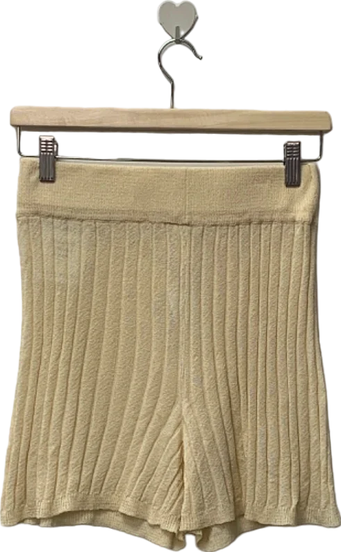 NA-KD Light Beige Knit Ribbed Shorts S