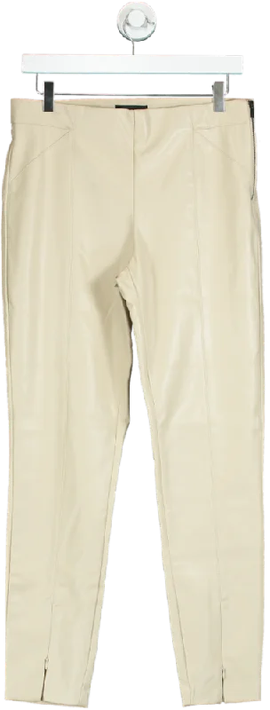 Zara Beige Faux Leather Trousers UK L