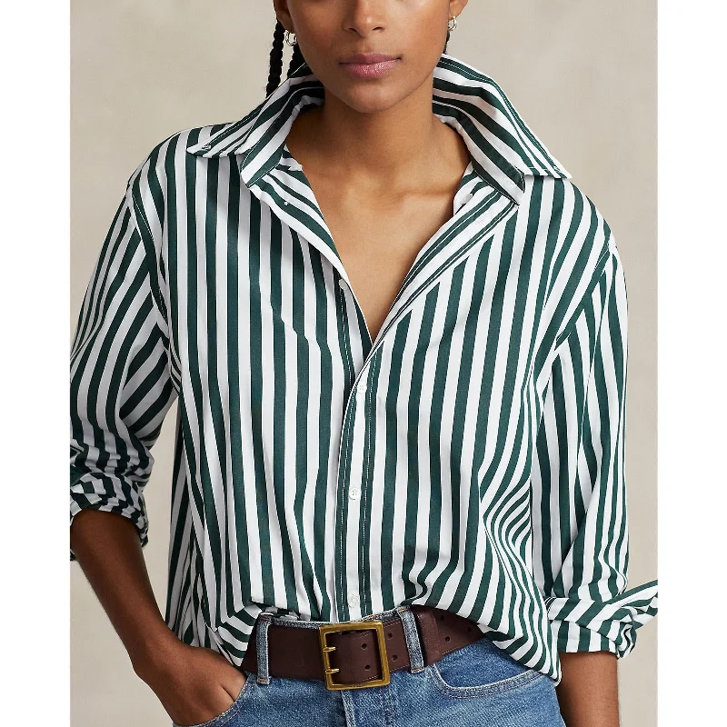 Polo Ralph Lauren - Relaxed Fit Cotton Shirt - Stripe - Olive/White Stripe