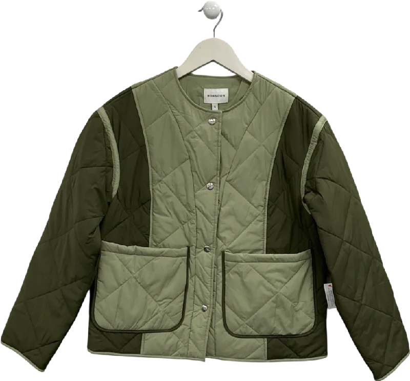 Monsoon Green Lulu Two Tone Quilted Jacket UK S