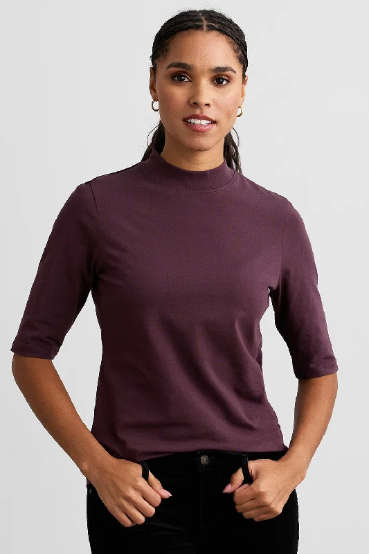 Women's Organic Half Sleeve Mock Neck T-Shirt