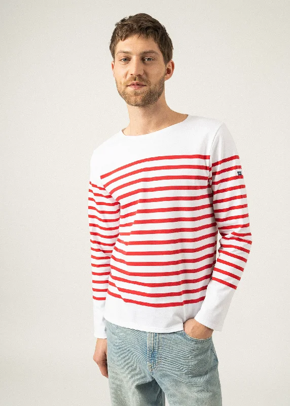 Naval authentic striped sailor shirt - in combed cotton (NEIGE/TULIPE)