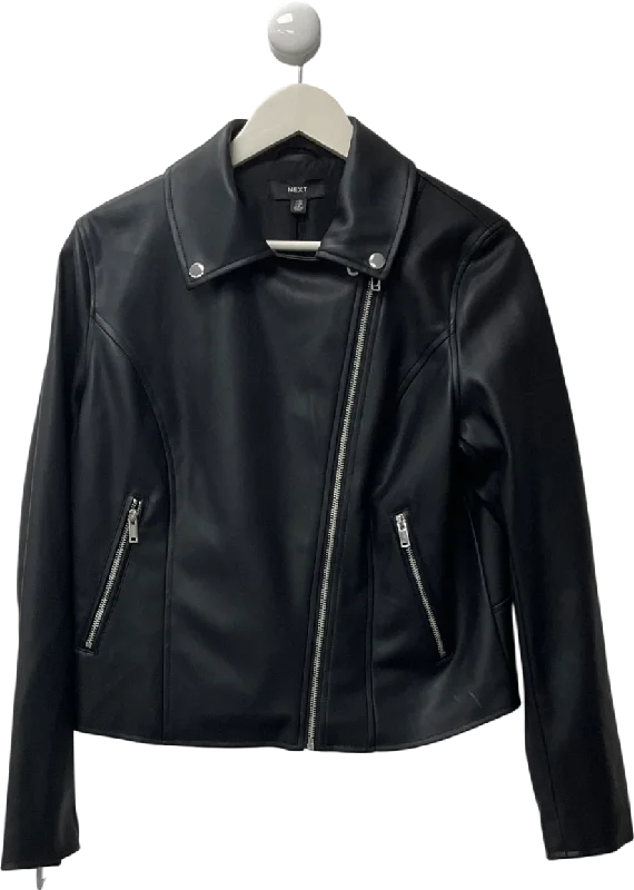 Next Black Faux Leather Biker Jacket UK 10