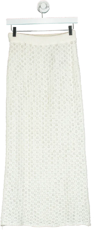 White KNit Midi Skirt UK ONESIZE