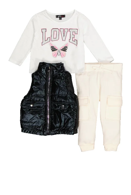 Baby Girls 12-24M Love Tee with Metallic Vest and Joggers