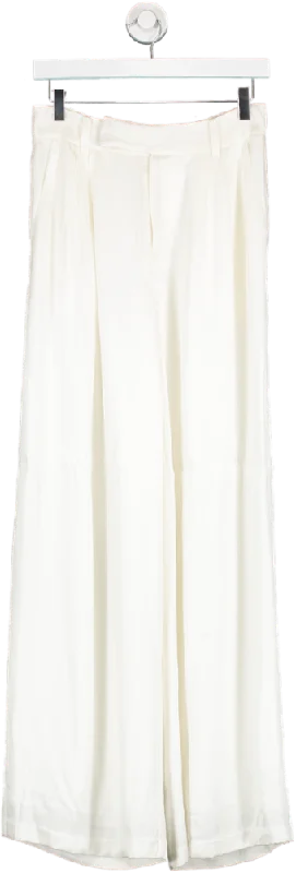 Third Form White Satin Wide Leg Trousers UK 8