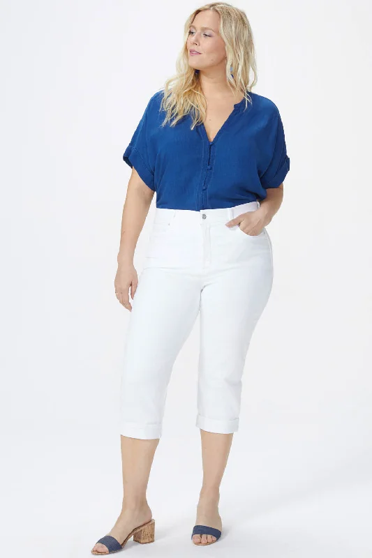 Marilyn Straight Crop Jeans In Plus Size - Optic White