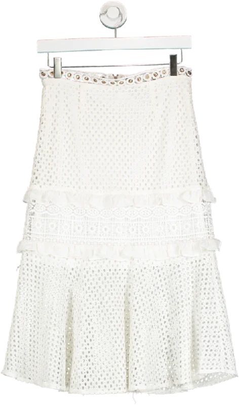 True Decadence Cream Tiered Lace Skirt UK 10