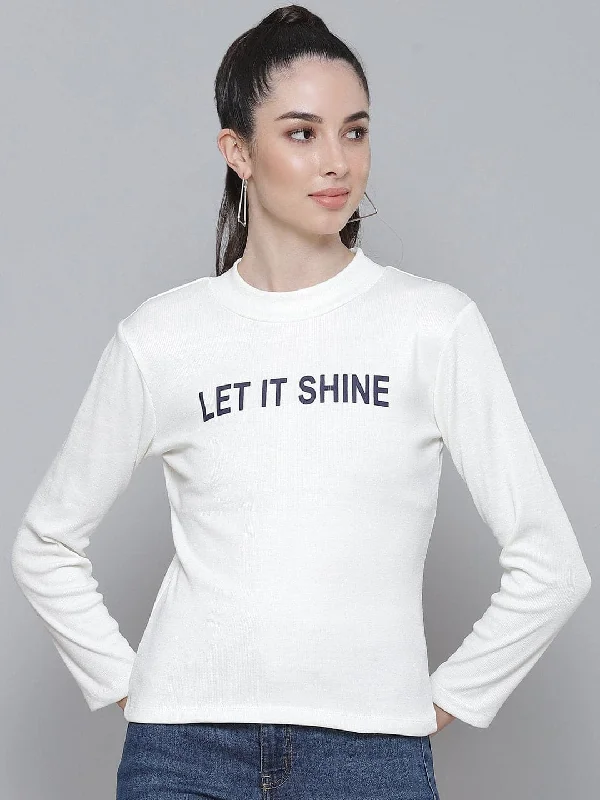 White Rib LET IT SHINE High Neck Top