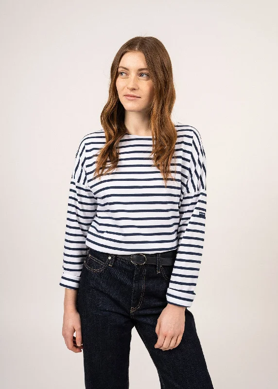 Minquiers Drop oversized striped sailor shirt - in light cotton (NEIGE/MARINE)