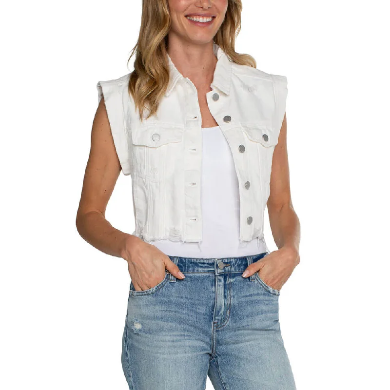 Liverpool Cropped Sleeveless Jacket - Bright White