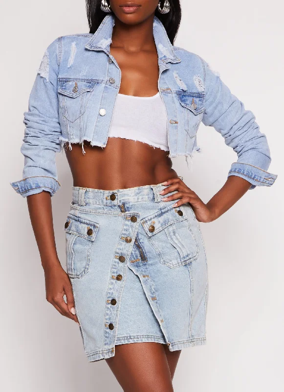 Almost Famous Distressed Hem Jean Jacket