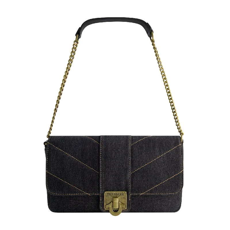 DENIM BRASS HARDWARE FLAP