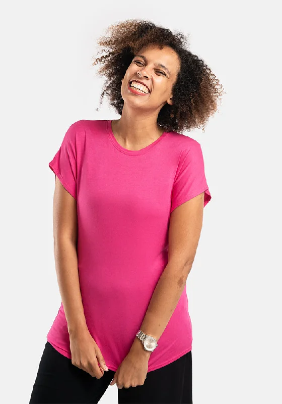 Cerise Extended Shoulder Round Neck Top