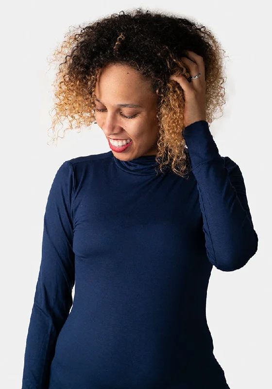 Navy Polo Neck Top