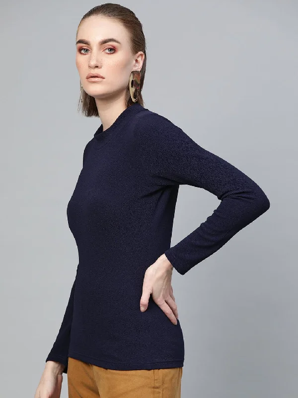 Navy Turtle Neck Top